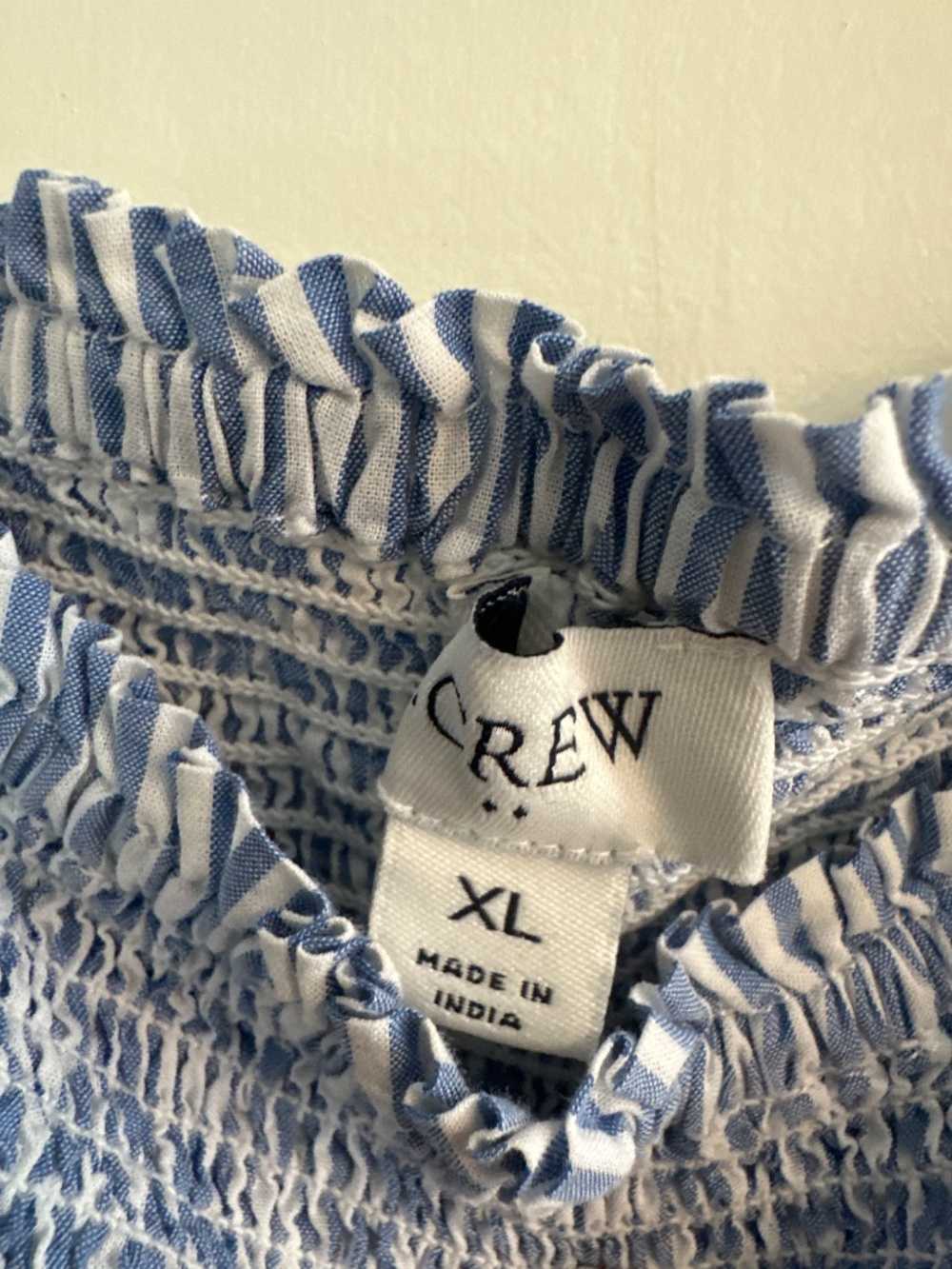 J Crew Factory puff sleeve blue white striped midi dress - Picture 3 of 3